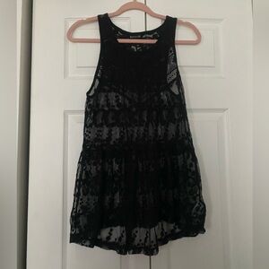 Express Black Floral Lace Tank Top